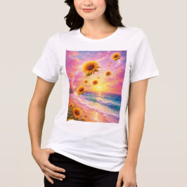 Sueño Marino de Girasoles: Atardecer en la Playa トライブレンドＴシャツ