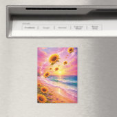 Sueño Marino de Girasoles: Atardecer en la Playa マグネット (インサイチュ (食洗機))