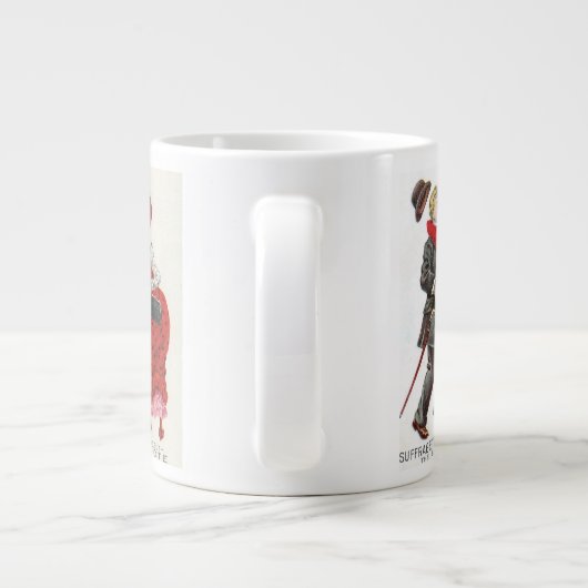 Suffragettesヴィンテージポストカードアート投票のための女性 ジャンボコーヒーマグカップ (裏面)