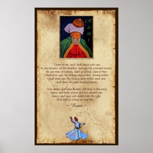 Sufi Mystic Wisdom by Rumi on Parchment BG ポスター (正面)