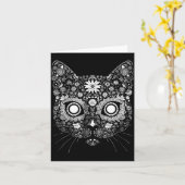 Sugar Cat Skull Flower Artistic Design  カード (黄色い花)