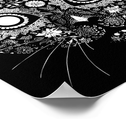 Sugar Cat Skull Flower Artistic Design ポスター (角)