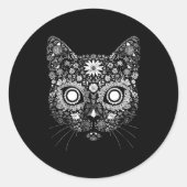Sugar Cat Skull Flower Artistic Design  ラウンドシール (正面)