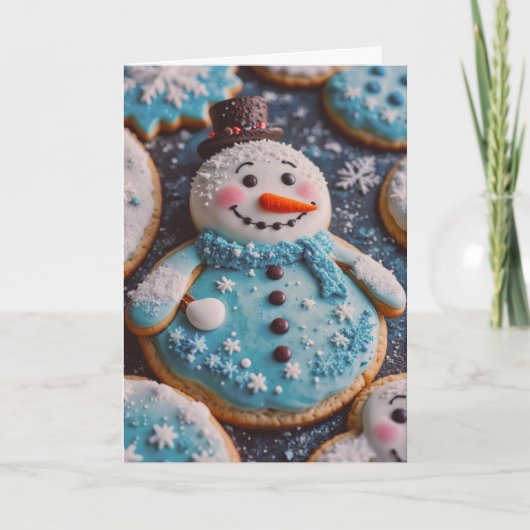 Sugar Cookie Snowman Christmas Card with Recipe シーズンカード (正面)