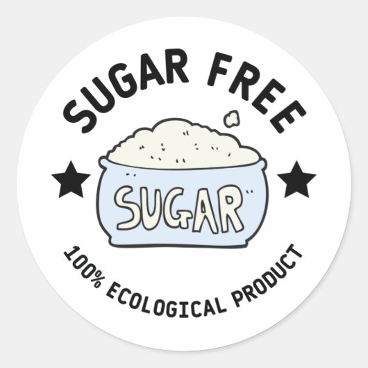 Sugar free 100% ecological product, diet, vegan ラウンドシール (正面)