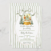 Sugar Plum Christmas Green Winter Baby Shower 招待状 (正面/裏面)