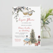 Sugar Plum Fairy Ballerina Nutcracker 1st Birthday 招待状 (スタンド正面)