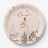 Sugar Plum Fairy Nutcracker 1st Bday Peach Mint ペーパープレート (正面)