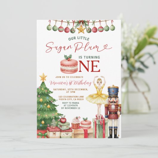 Sugar Plum Fairy Nutcracker Christmas Birthday 招待状 (スタンド正面)