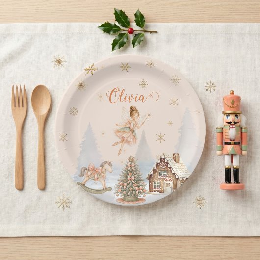 Sugar Plum Fairy Nutcracker  Peach Mint Tableware ペーパープレート