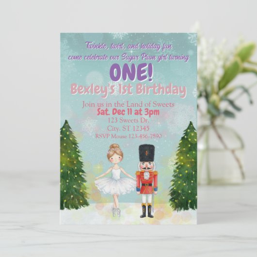 Sugar Plum is One, Nutcracker 1st birthday 招待状 (スタンド正面)