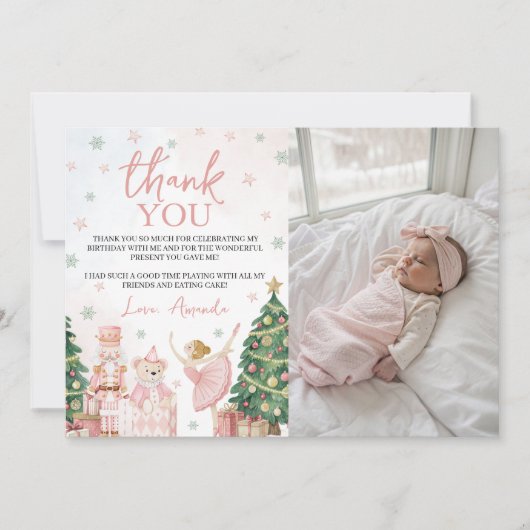 Sugar Plum Nutcracker Photo Thank You 招待状 (正面)