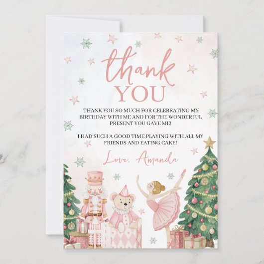 Sugar Plum Nutcracker Thank You Card 招待状 (正面)