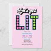 Sugar Rush Let's Get Lit Retro Christmas Party 招待状 (正面)