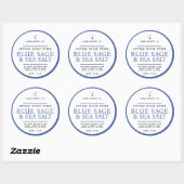 Sugar scrub label simple blue sage white ラウンドシール (シート)