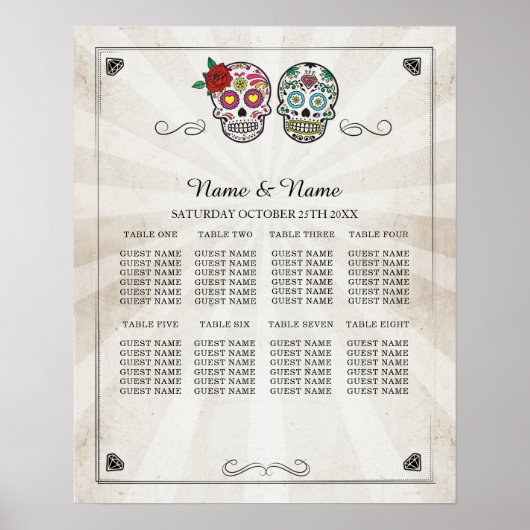 Sugar Skuバラテーブルプラン結婚のポスター8席 ポスター (正面)