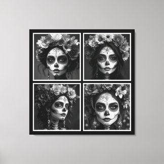 Sugar Skull Black and White  キャンバスプリント