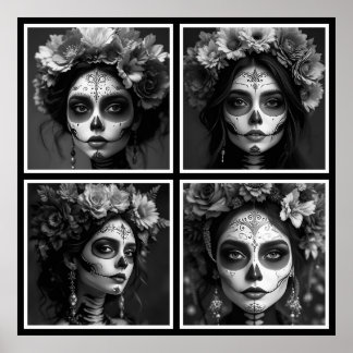 Sugar Skull Black and White  ポスター
