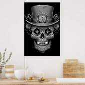 Sugar Skull Black + White Image on a Wall Poster ポスター (キッチン)