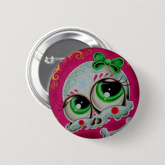 Sugar skull button 缶バッジ (正面&裏面)