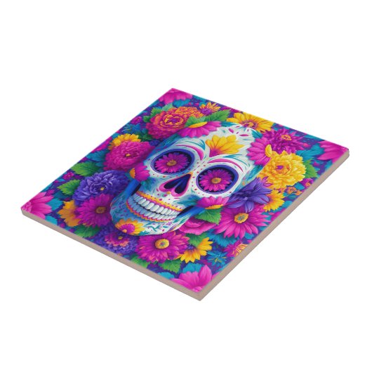 Sugar Skull Calavera Day Of The Dead Ceramic Tile タイル (側面)