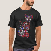 Sugar Skull Cat 4th Of July Kitten Kitty Patriotic Tシャツ (正面)