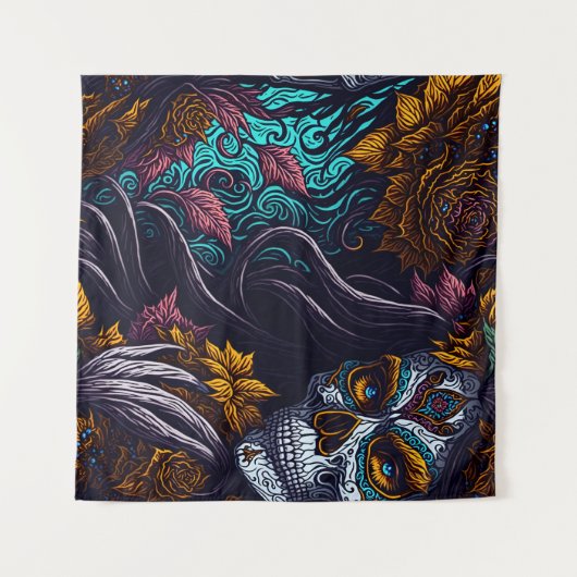 Sugar Skull Catrina タペストリー (正面(横))