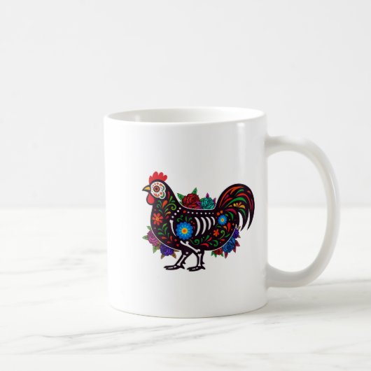 Sugar Skull Chicken Dia De Muertos Halloween Day O コーヒーマグカップ (右)