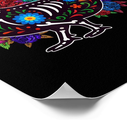 Sugar Skull Chicken Dia De Muertos Halloween Day O ポスター (角)