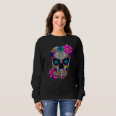 Sugar Skull Day Of The Dead Cool Bone Head Skulls スウェットシャツ (正面フル)