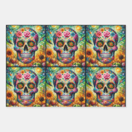 Sugar Skull Day of the Dead Decoupage ラッピングペーパーシート