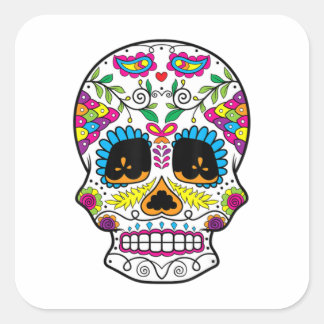 Sugar Skull Day Of The Dead Dia De Los Muertos Art スクエアシール