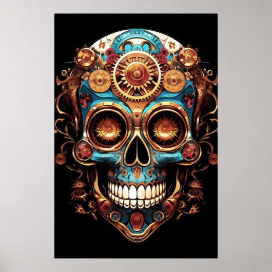 Sugar Skull Designs Cool Guy in a Cool Hat on Wall ポスター (正面)