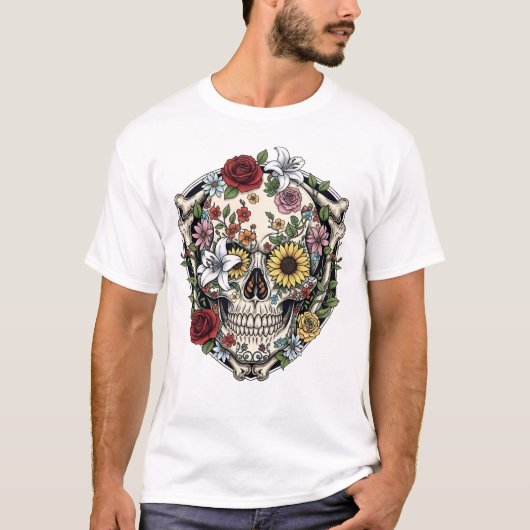 Sugar Skull Dia De Los Muertos Day of the Dead  Tシャツ (正面)