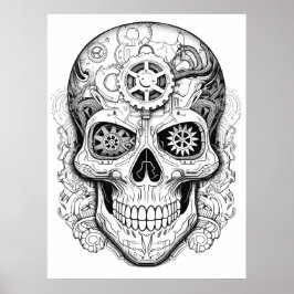 Sugar Skull Drawing Art for Kids + Adults Poster ポスター