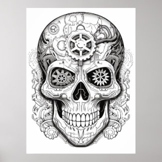 Sugar Skull Drawing Art for Kids + Adults Poster ポスター