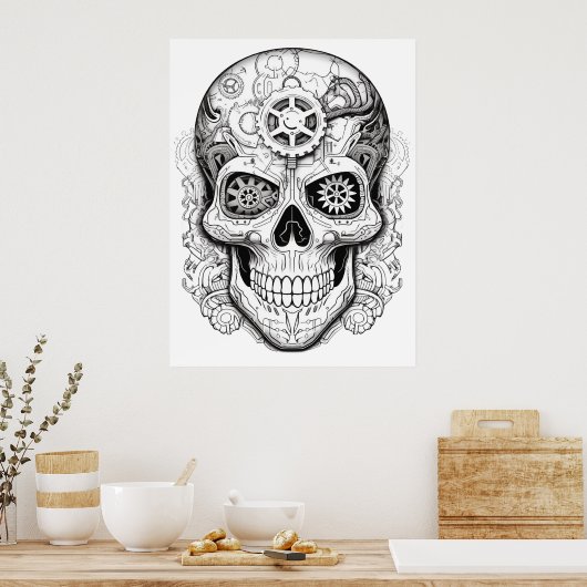 Sugar Skull Drawing Art for Kids + Adults Poster ポスター (キッチン)