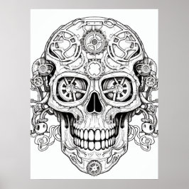 Sugar Skull Drawing Art for Kids + Adults Wall ポスター