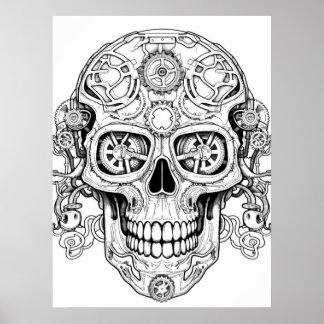 Sugar Skull Drawing Art for Kids + Adults Wall ポスター