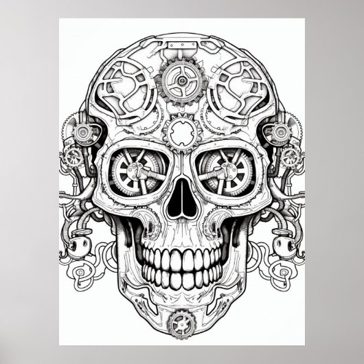 Sugar Skull Drawing Art for Kids + Adults Wall ポスター (正面)