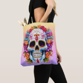 Sugar Skull & Flowers トートバッグ (クローズアップ)