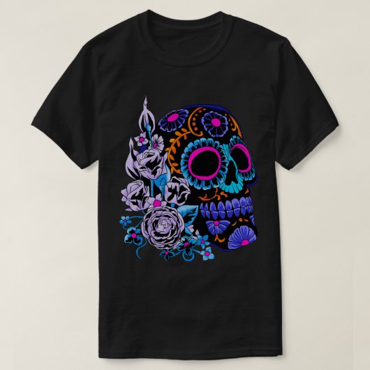 Sugar Skull Flowers Day Of The Dead Dia Muertos Gi Tシャツ (デザイン正面)