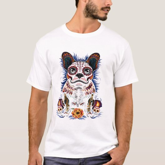 Sugar Skull French Bulldog Tシャツ (正面)