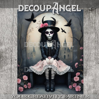 Sugar Skull Gothic Girl Decoupage 薄葉紙