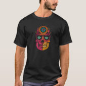 Sugar Skull Hand Illustration Simple Drawn Calaver Tシャツ (正面)