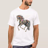 Sugar skull horse skeleton De Los Muertos Mexican  Tシャツ (正面)