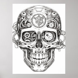 Sugar Skull Image Black + White Art on Wall ポスター