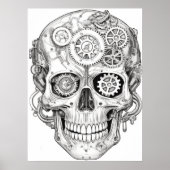 Sugar Skull Images Black + White on a Wall ポスター (正面)
