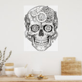 Sugar Skull Images Black + White on a Wall ポスター (キッチン)