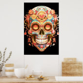 Sugar Skull Images Bright Smiling Guy on a Wall ポスター (キッチン)